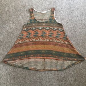 Blu pepper woven like tank top w/ Aztec pattern